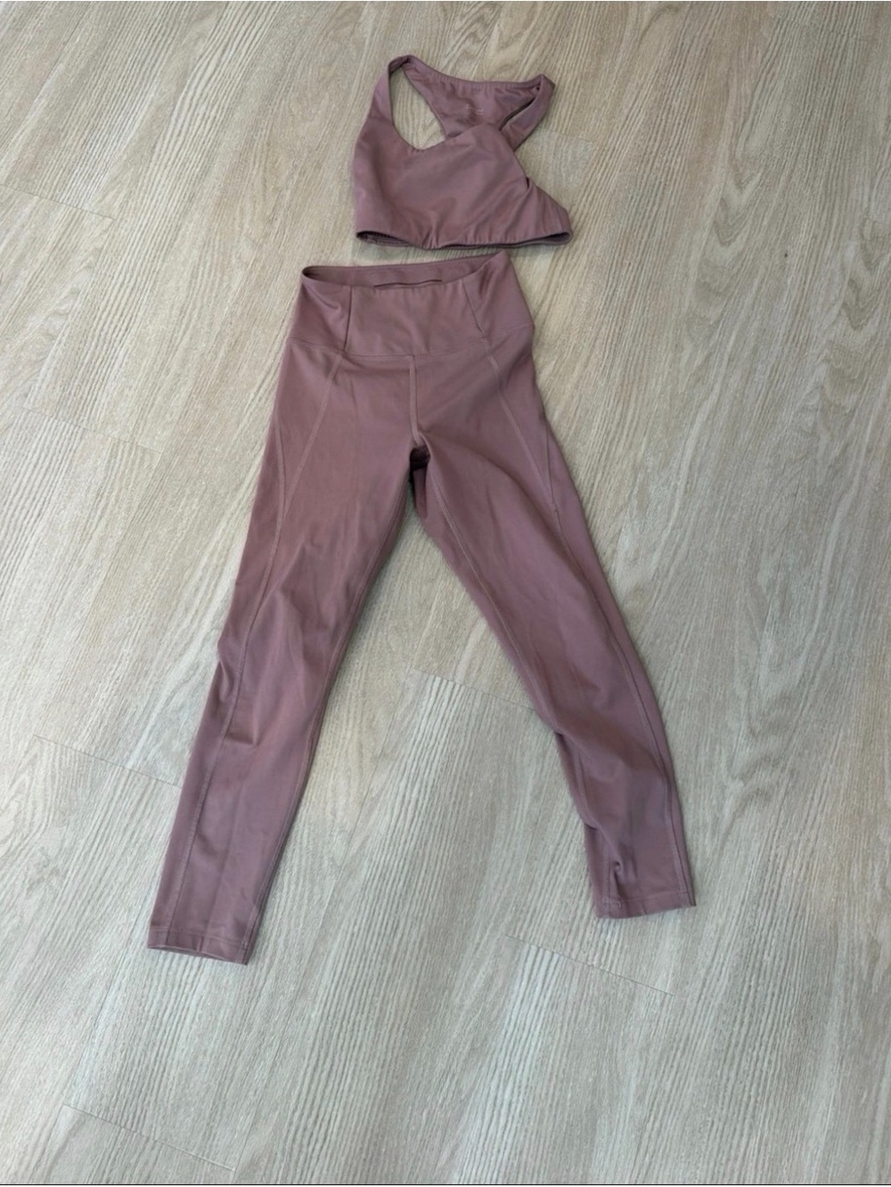 Girlfriend Collective Mauve Leggings with Matching Sports Bra set
